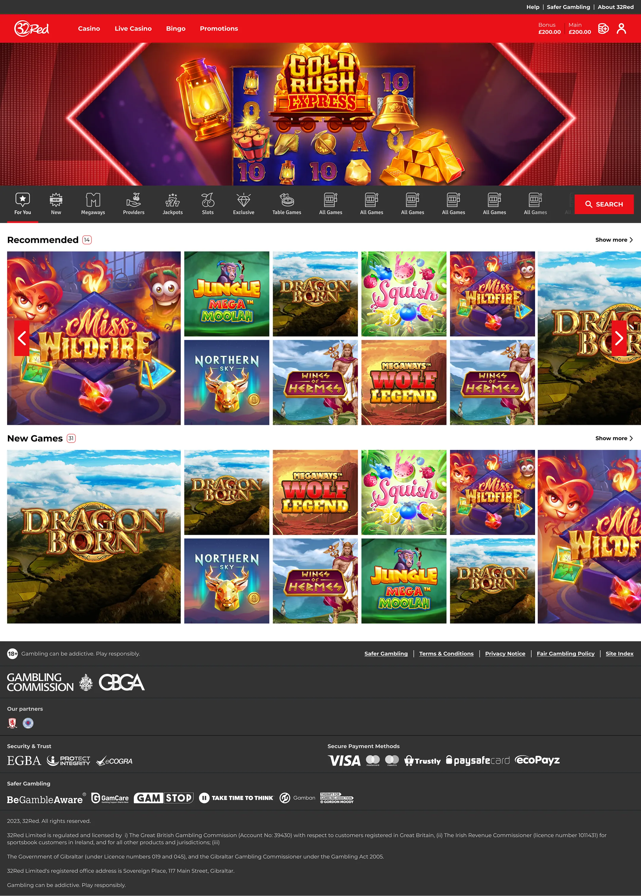 32Red redesigned desktop web experience